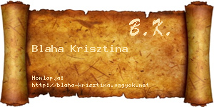 Blaha Krisztina névjegykártya